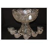 14' wide Cut Glass Punch Bowl on stand,