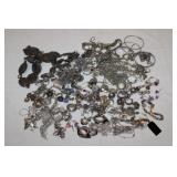 2 Bags Nice assortement of Silver Tone Costume