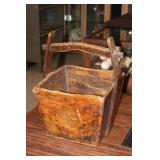 Antique Hand crafted Asian rice bucket
