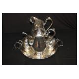 Silverplate lot; water pitcher, plate, etc