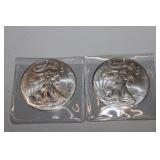 2pc 1 troy ounce .999 fine silver American Eagle