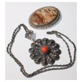 2 Silver Pendants both are vintage 1st features a