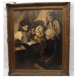 Original Oil on Board signed Five Children Reading