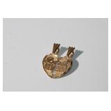 14K Best Friends heart pendant, 1', 1.2g