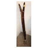 Pair of Vintage Cut off Snow Skis w/ 1 pole 52.5'