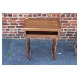 Walnut Dictionary Table on Wooden Casters