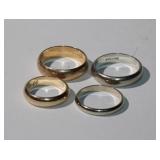 Group of 4 14kt yellow & white gold Wedding Bands