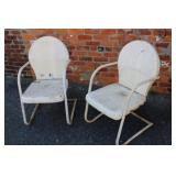 Pair 1930's Metal Outdoor Chairs