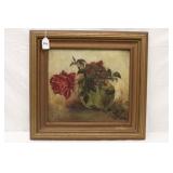 Vintage Original Oil on Board Still Life of Red