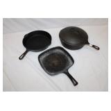 4pc Cast Iron; Covered Wagner #8, Griswold #8,