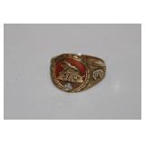 14kt gold Lion Oil Ring w/ diamond sz 10.5