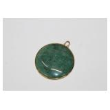 12kt yellow gold Jadeite/Jade? large disc Pendant