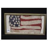 Antique Child made 18 star Flag in frame