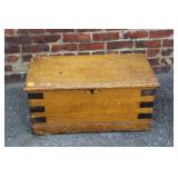 Grain Painted Antique Trunk w/ metal banding