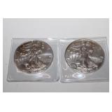 2pc 1 troy ounce .999 fine silver American Eagle