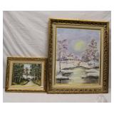 2pcs Oil on Canvas Vera Eksarchow 1981 'Forest' &