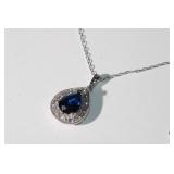 Sterling Silver 2.35 Carat Sapphire & Diamond