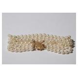 14kt yellow gold Four Strand Pearl Bracelet;