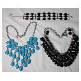 2 Necklaces Blue & Black Stainless Steel