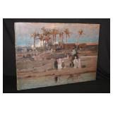 19th Century Oil on Canvas Desert Scene with