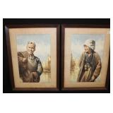 Pair of Vintage Japanese Watercolors