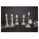 5 pc. Lamps (2 pair) vintage glass, art deco,