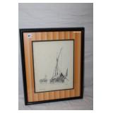 Vintage Nautical Print of Sailing Boats