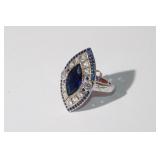 NIB 925 Deco style blue and white stones,