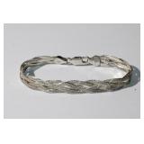 Vtg Italy 925 braided sterling silver bracelet,