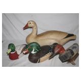 4pc Decoy Lot (Fouts) carved Swan Decoy 22',