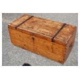 Antique dovetail Pine Trunk w/ wrought iron hinges