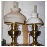 2 Vintage Aladdin Brass Oil Lamps