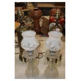 2 pairs of Vintage Lamps; brass embossed
