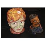Assorted Pottery; Heads (ashtray) largest 9.5'