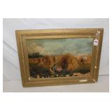 19th Century Oil on Canvas Children Playing