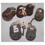Group of 6 Antique Pad Locks