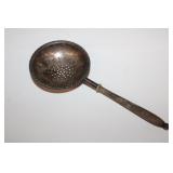 Antique sterling tea strainer with wood handle,