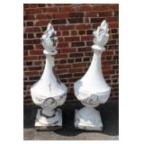 Pair of Tin Architechural Flamp-Top Finials
