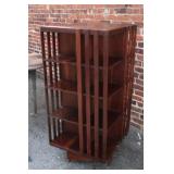 Arts & Craft Rotating Walnut Bookcase