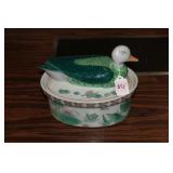 Mid Century Chinese Duck Tureen Famille Rose