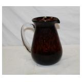 Vintage Tortise Shell Glass Pitcher 9.5' tall