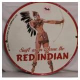 Vintage Metal Red Indian Sign 10' diameter
