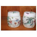 A pair of vintage chinese lidded jars