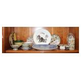 17 pc. misc. Porcelain , plates, brush pot, &