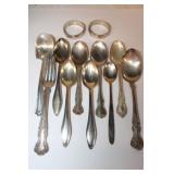 Lot of sterling; Gorham spoons, napkin rings,