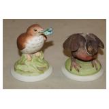 2 - Boehm Figurines; Baby Wood Thrush & Baby