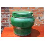 Vintage Chinese green Lacqured Storage w/lid