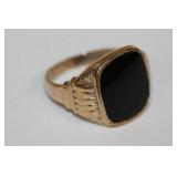 Art Deco Tru-Art 10K menï¿½s Onyx ring, nice cond,
