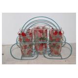 6 Vintage Glass w/ Holder