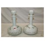 Pair of Victorian Dresser Bottles w/ stoppers 9.5'